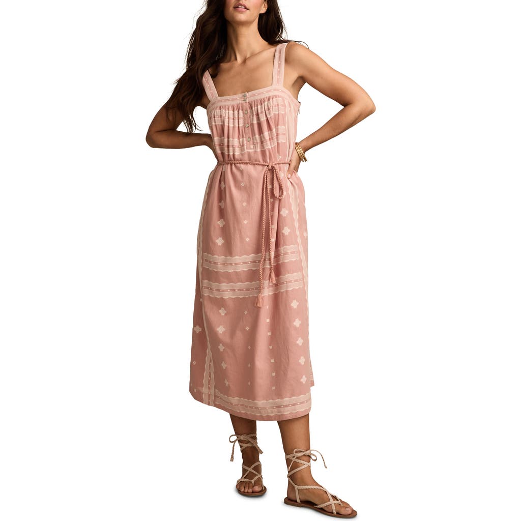 Lucky Brand Mixed Print Cotton Midi Sundress In Pink