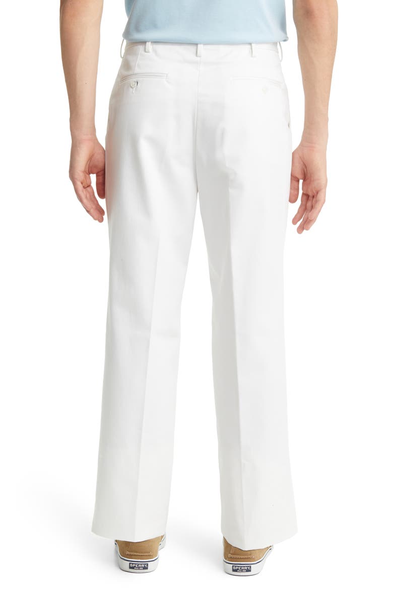 Classic Fit Pleated Cotton Twill Trousers, Alternate, color, WHITE