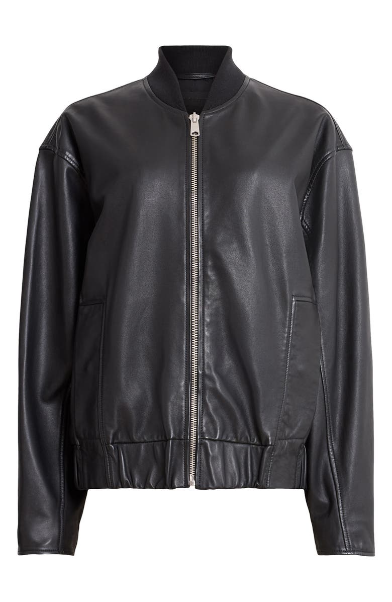 AllSaints Yara Leather Bomber Jacket, Alternate, color,