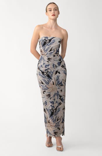 Meryl Strapless Sequin Gown