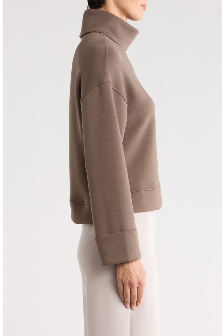 Cuffed Sleeve Crop Turtleneck Sweatshirt, Alternate, color, MINERAL
