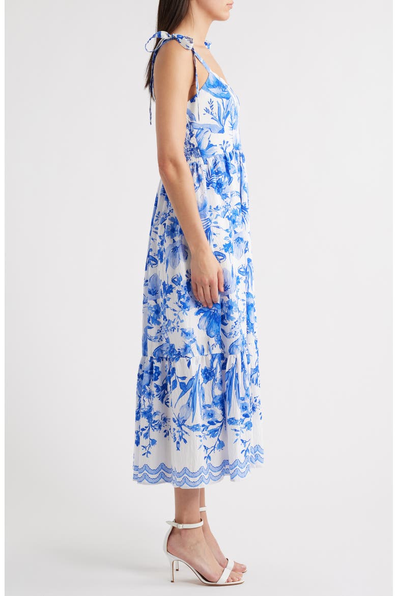Floral Toile Corset Sundress, Alternate, color, WHITE/ BLUE