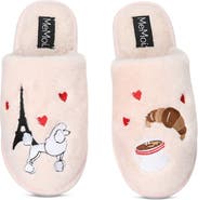 MeMoi I Love Paris Faux Fur Memory Foam Slipper