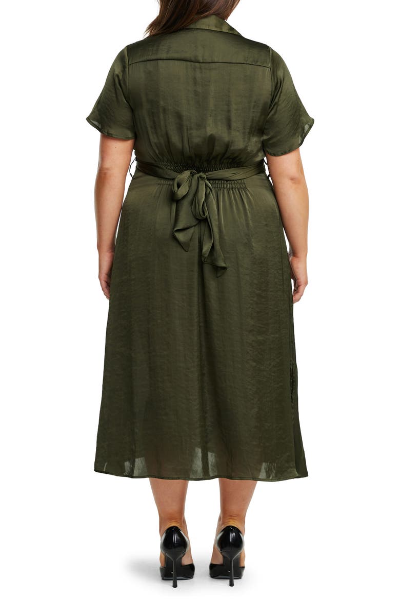 Oasis Tie Back Satin Midi Dress, Alternate, color, OLIVE