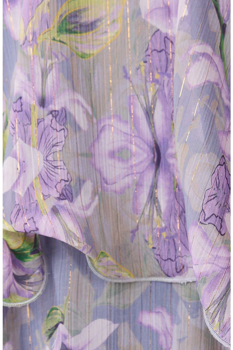 Milena Floral Tiered Ruffle Georgette Maxi Dress, Alternate, color, FOG LILAC