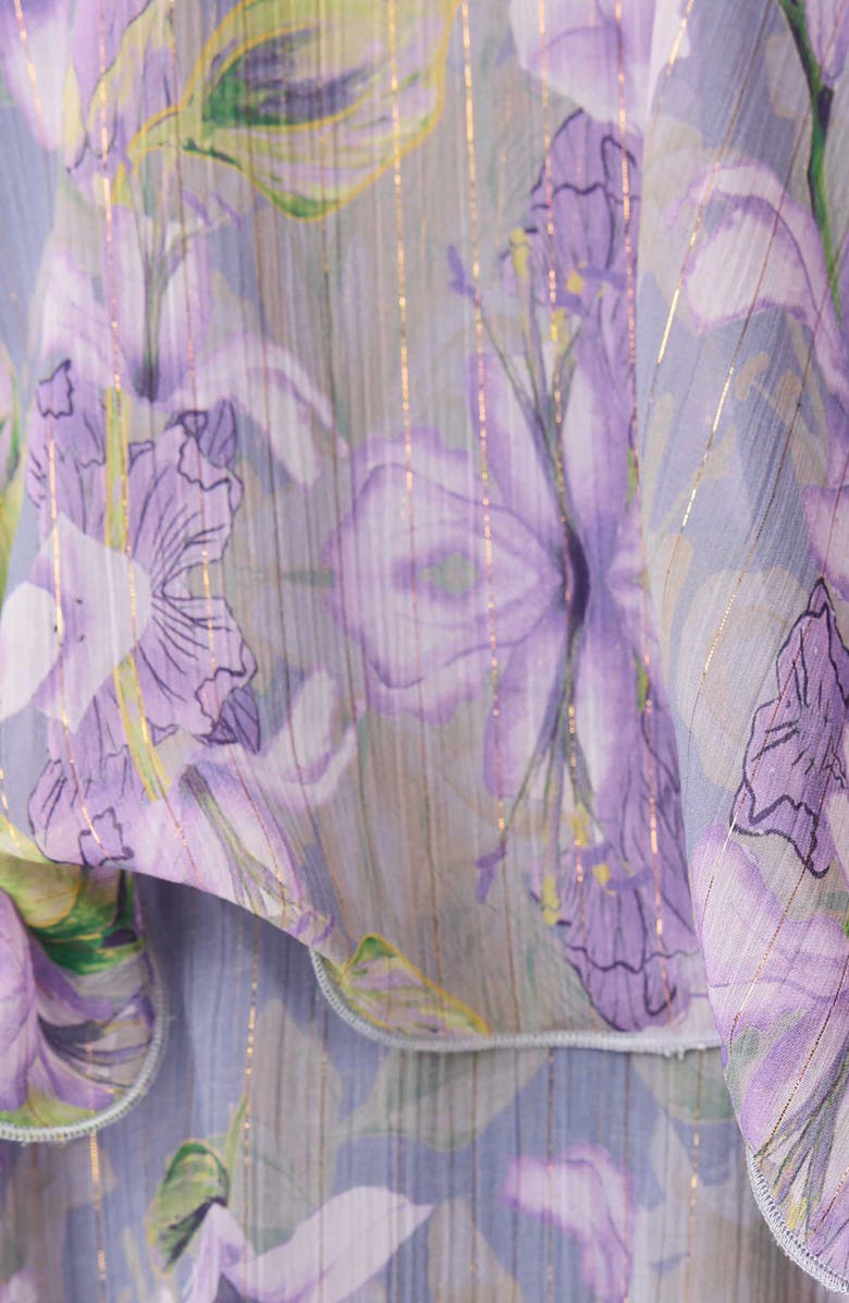 Elliatt Milena Floral Tiered Ruffle Georgette Maxi Dress, Alternate, color, Fog Lilac