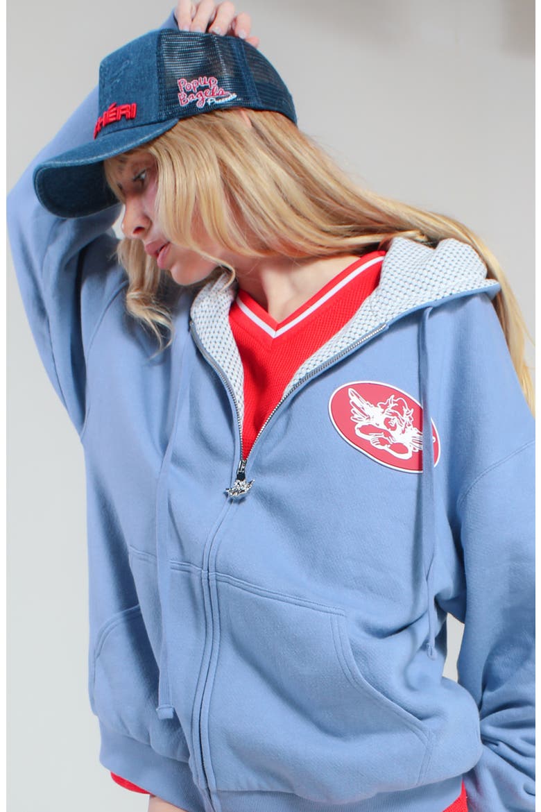 Along the Ride Harley Zip Hoodie, Alternate, color, GREY/BLUE