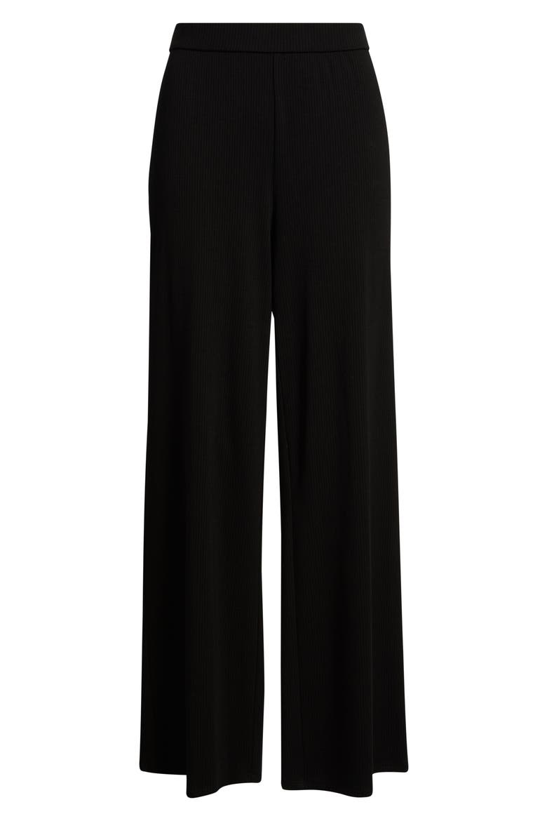 Rib Wide Leg Pants, Alternate, color, BLACK