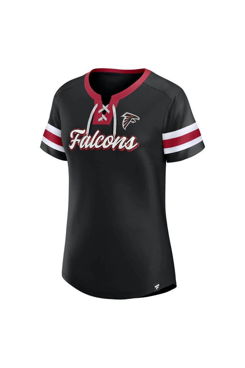 Women's Fanatics Branded Black Atlanta Falcons Original State Lace-Up T-Shirt, Alternate, color, Black