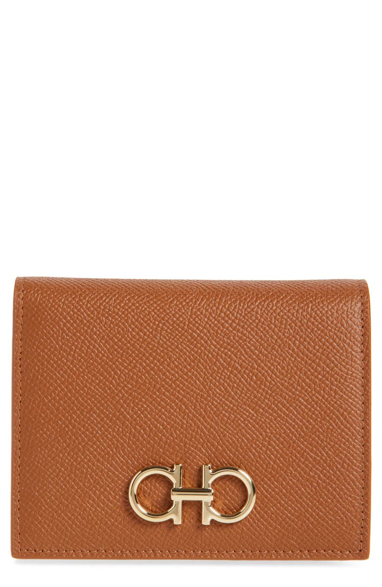 FERRAGAMO Gancini Compact Wallet, Main, color, Natural Resort