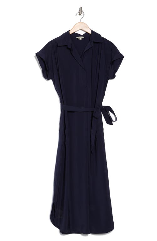 Max Studio Short Sleeve Maxi Shirtdress In Navy-navy