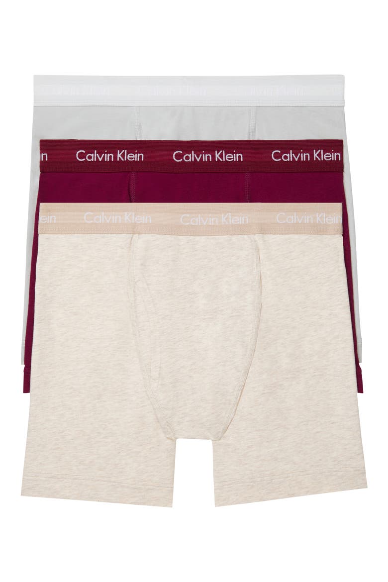 3-Pack Stretch Cotton Boxer Briefs, Main, color, GREY OATMEAL RAISIN