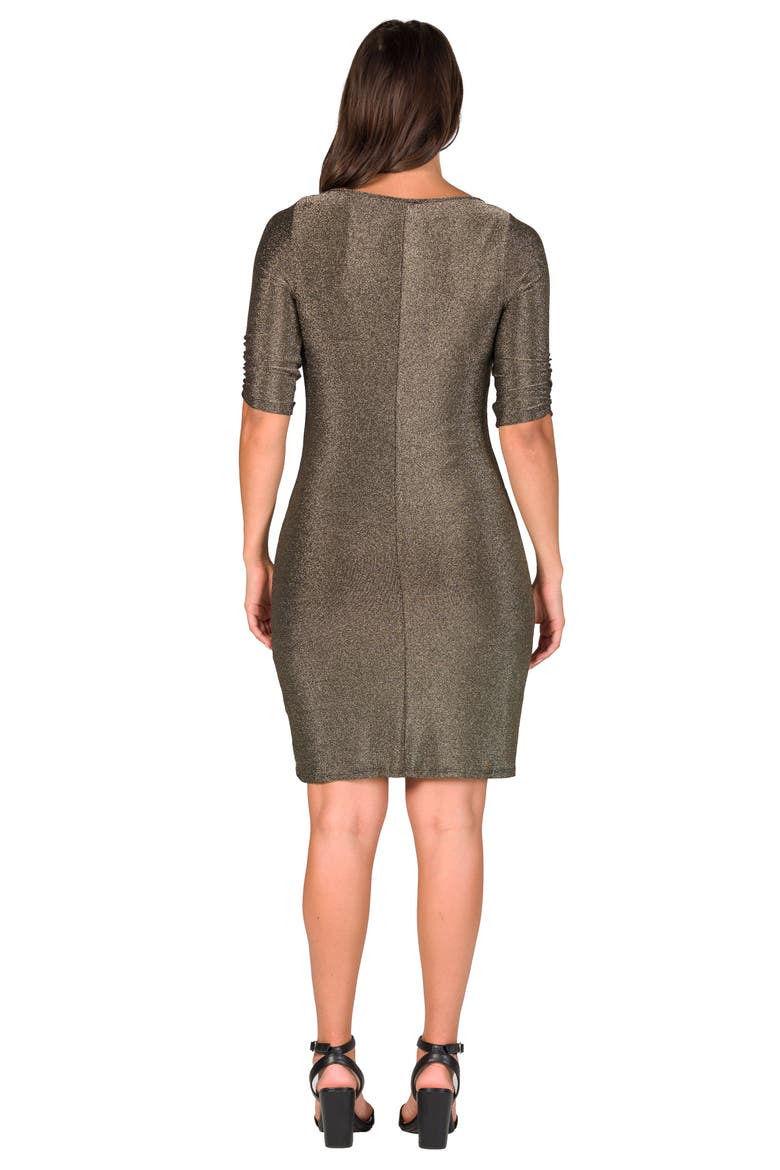Elbow Length Sleeve Shimmer Bodycon Mini Party Dress, Alternate, color, Gold