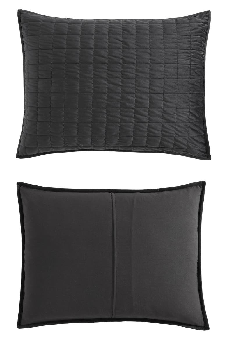 Black Quilted Velvet Comforter Set, Alternate, color, BLACK