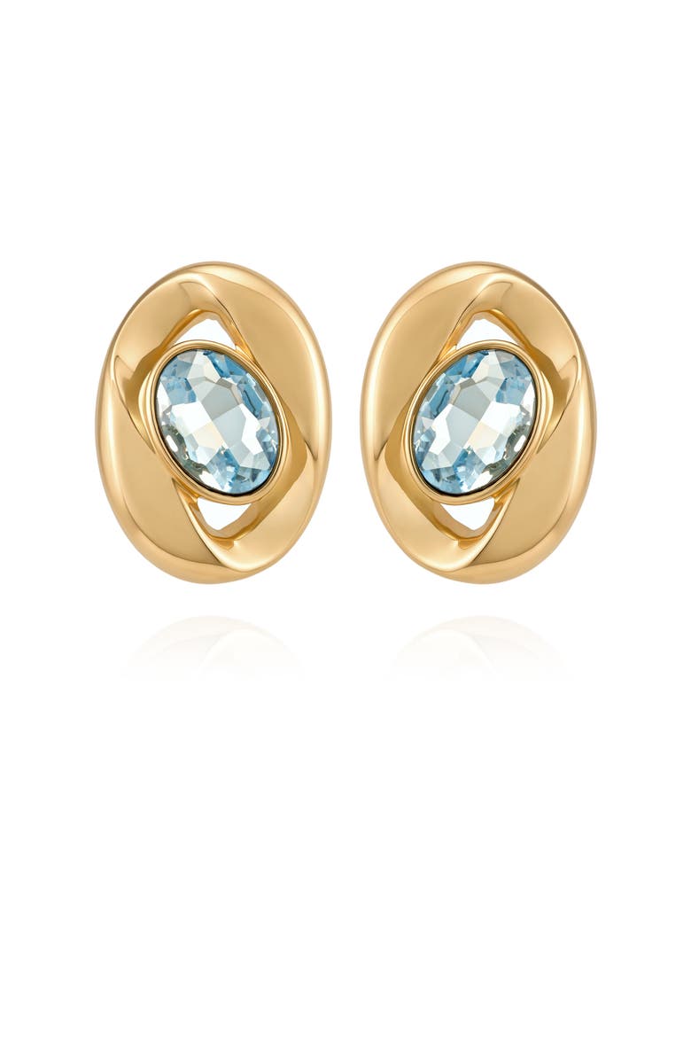 Gold-Tone Aqua Stone Stud Earrings, Main, color, Gold