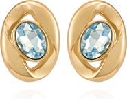 GUESS Gold-Tone Aqua Stone Stud Earrings
