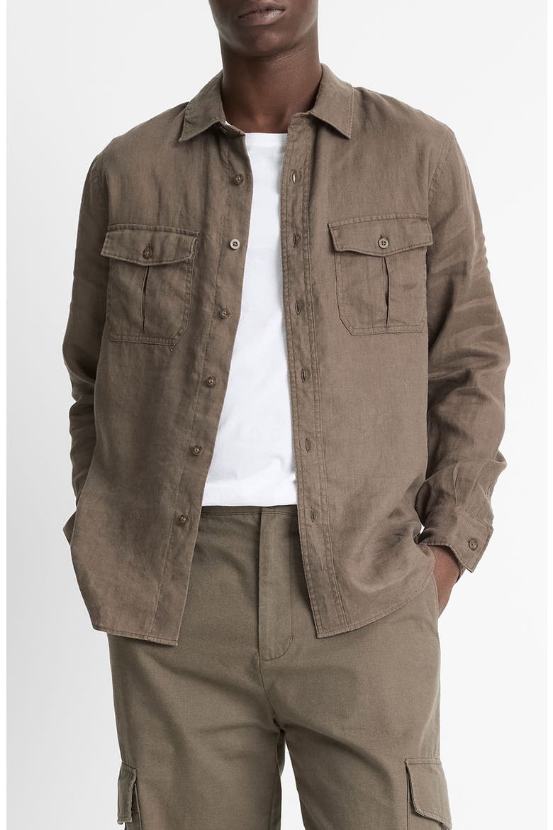 Relaxed Fit Linen Utility Shirt, Main, color, MANGROVE