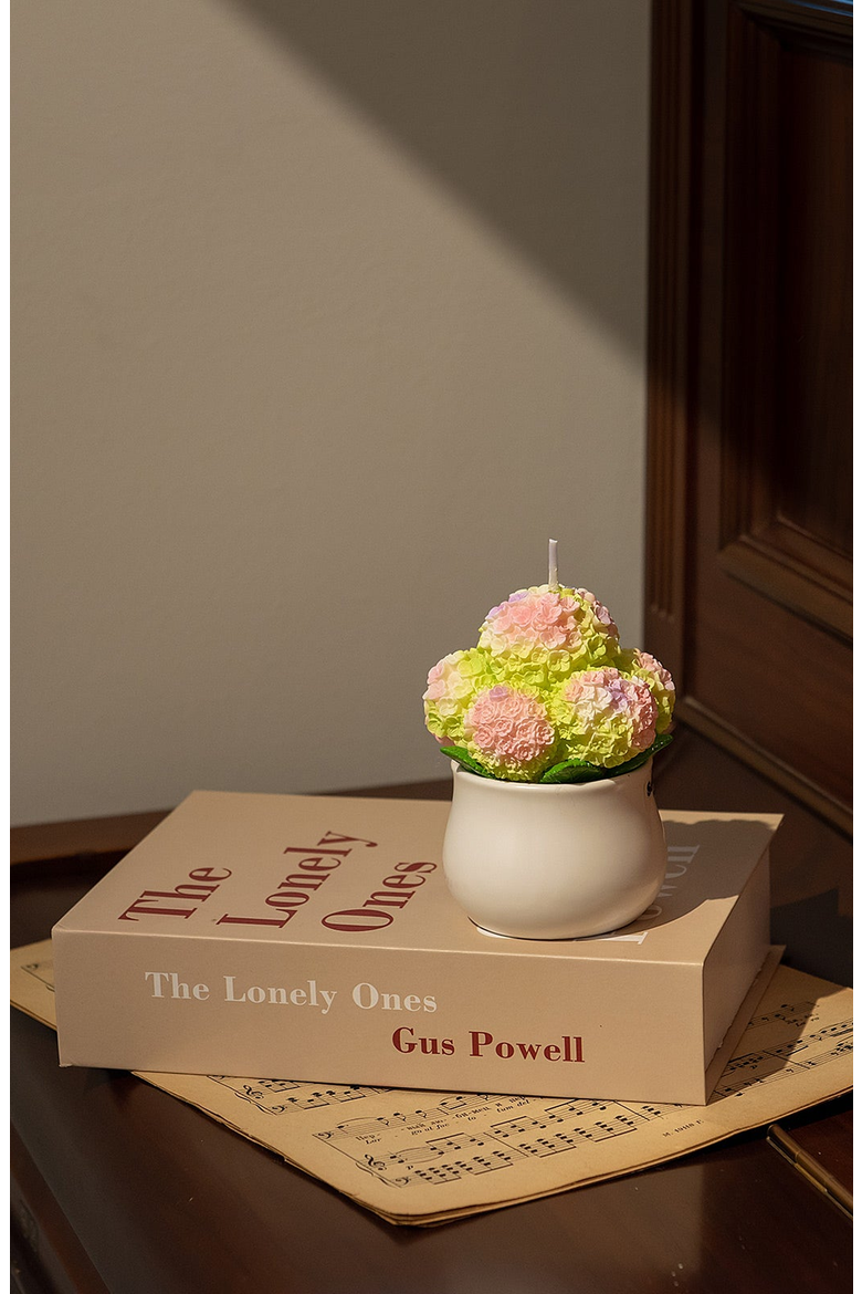 Hydrangea  Flower Candle, Alternate, color, Green