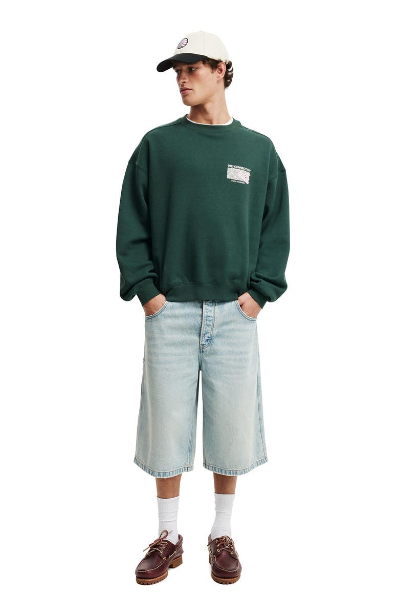 Cotton On Tylah Saunders Box Fit Crew Sweater, Alternate, color, Pineneedle Green (Re)