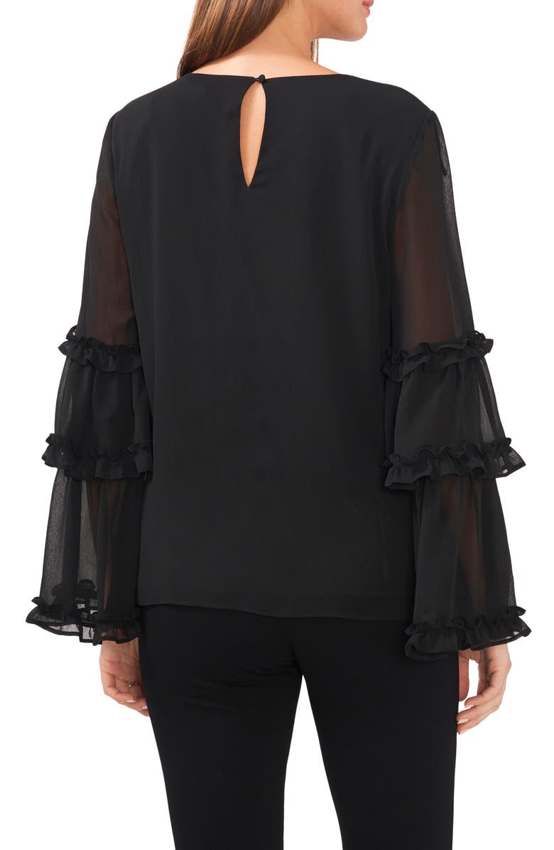Chaus Bell Sleeve Chiffon Top, Alternate, color, Black