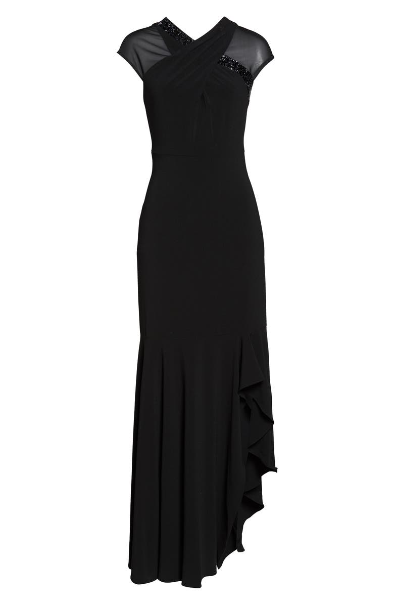 HALSTON Heritage Crossover Embellished Asymmetrical Gown, Alternate, color,