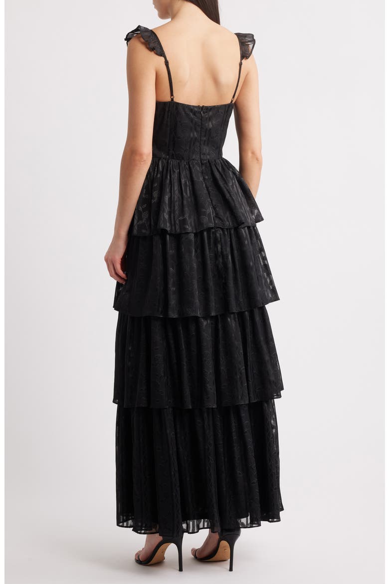 Magnolia Tiered Organza Gown, Alternate, color, BLACK