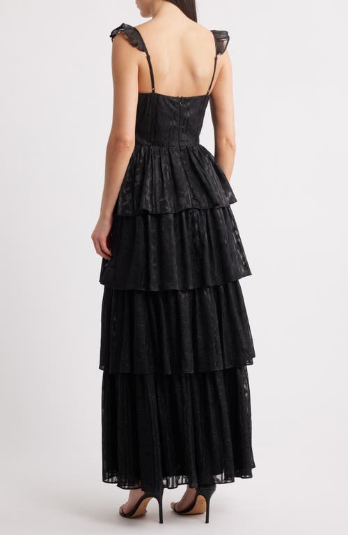 Lulus Magnolia Tiered Organza Gown In Black