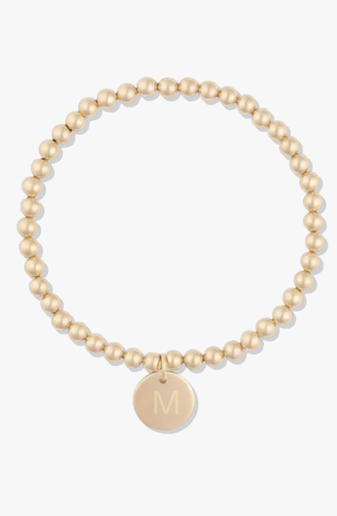 Classic Initial Coin 14k Gold Filled Bead Bracelet