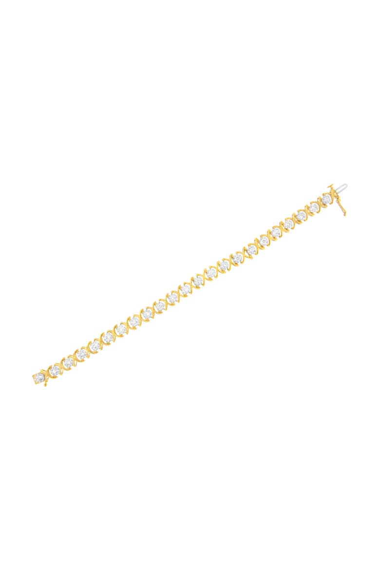 10K Yellow Gold Plated Silver 2 cttw Diamond "X O X O" Bracelet, Alternate, color, Yellow