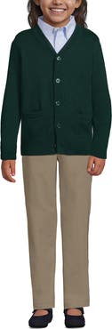 Lands' End School Uniform Kids Legacy Varsity Cardigan