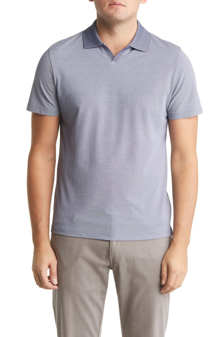 Farnsworth Short Sleeve V-Neck Piqué Polo, Main, color, NAVY