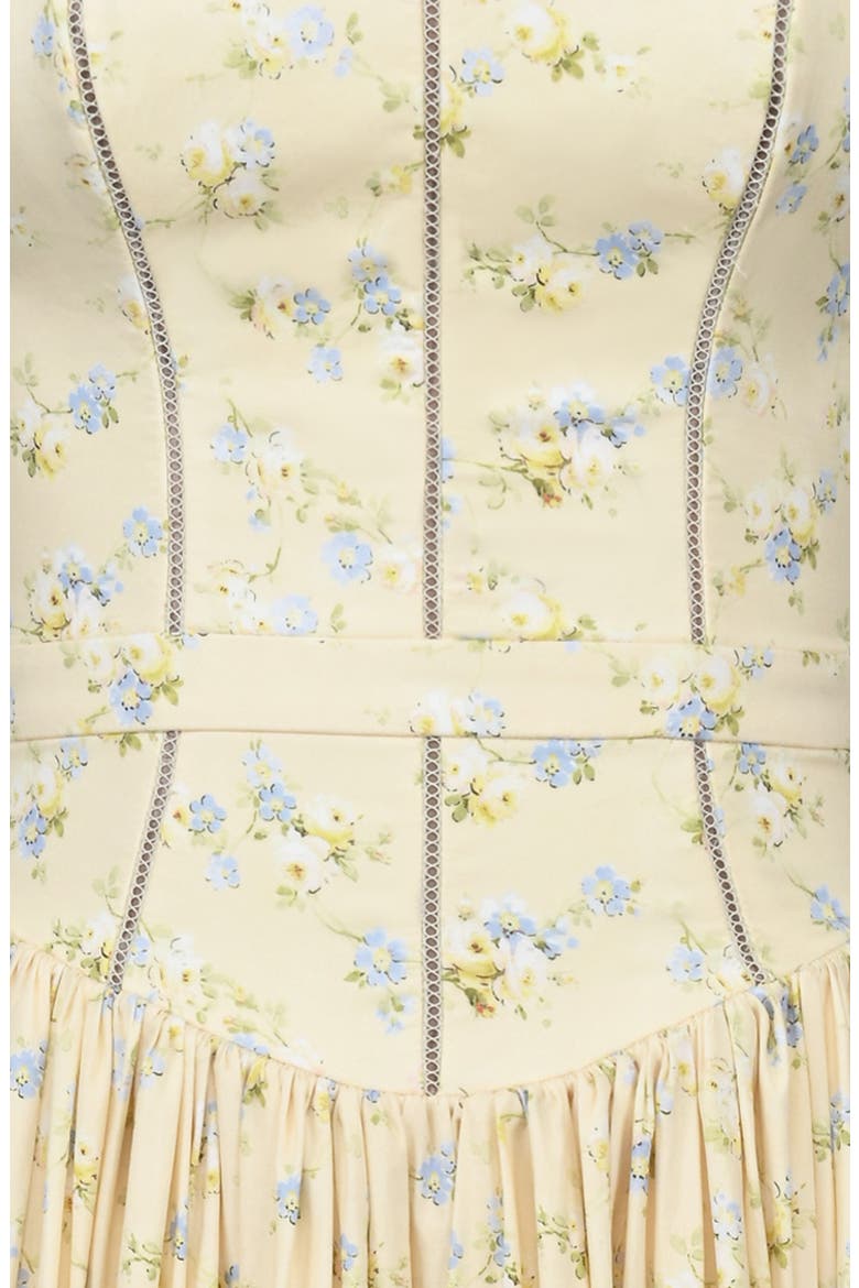 Ysabella Floral Stretch Cotton Maxi Sundress, Alternate, color, LEMON FLORAL