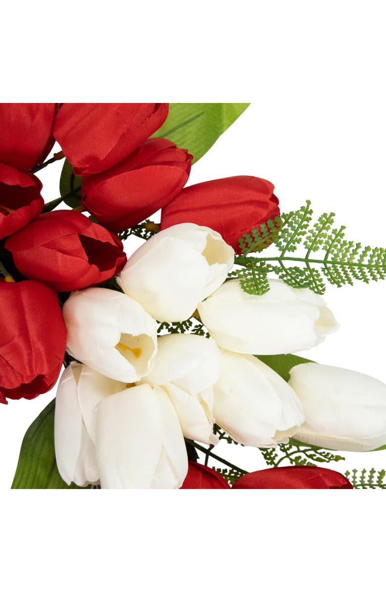 Northlight Tulip Patriotic Wreath with Star Bow - 24", Alternate, color, Red