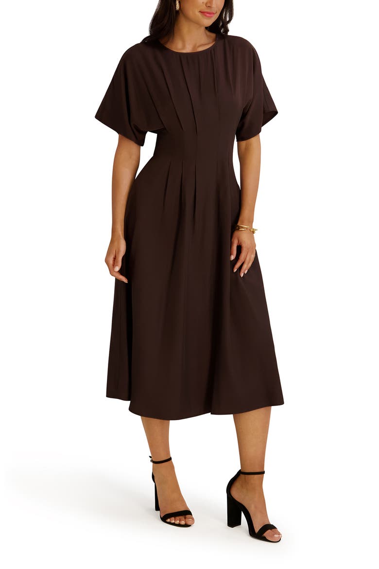 fit and flare midi dresses with sleeves White V-Neck Long Sleeve & Dress flare silhouette for graceful movement Long sleeves offer timeless sophistication and refined coverage Statement sash belt accentuates the waist beautifully Midi length perfect for church Red Fit And Flare Midi