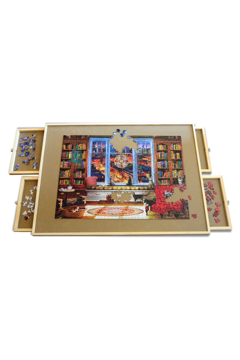 Wood Jigsaw Puzzle Table - 27"x35", Main, color, Natural Wood
