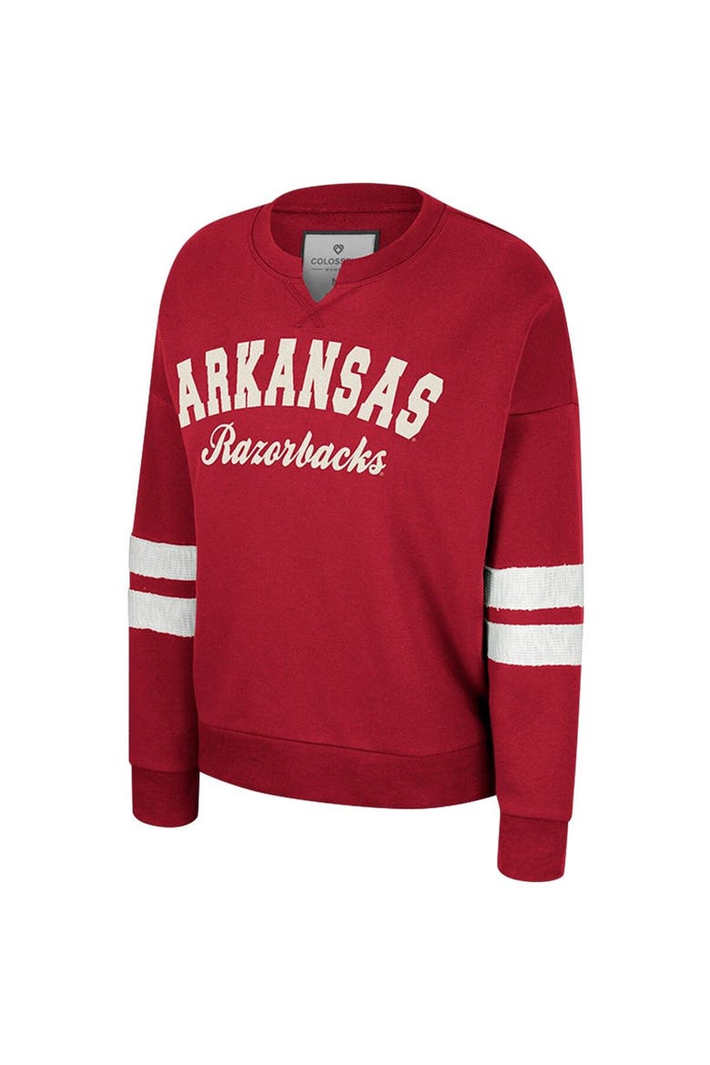 Women's Colosseum Cardinal Arkansas Razorbacks Perfect Date Notch Neck Pullover Sweatshirt, Alternate, color, Cardinal