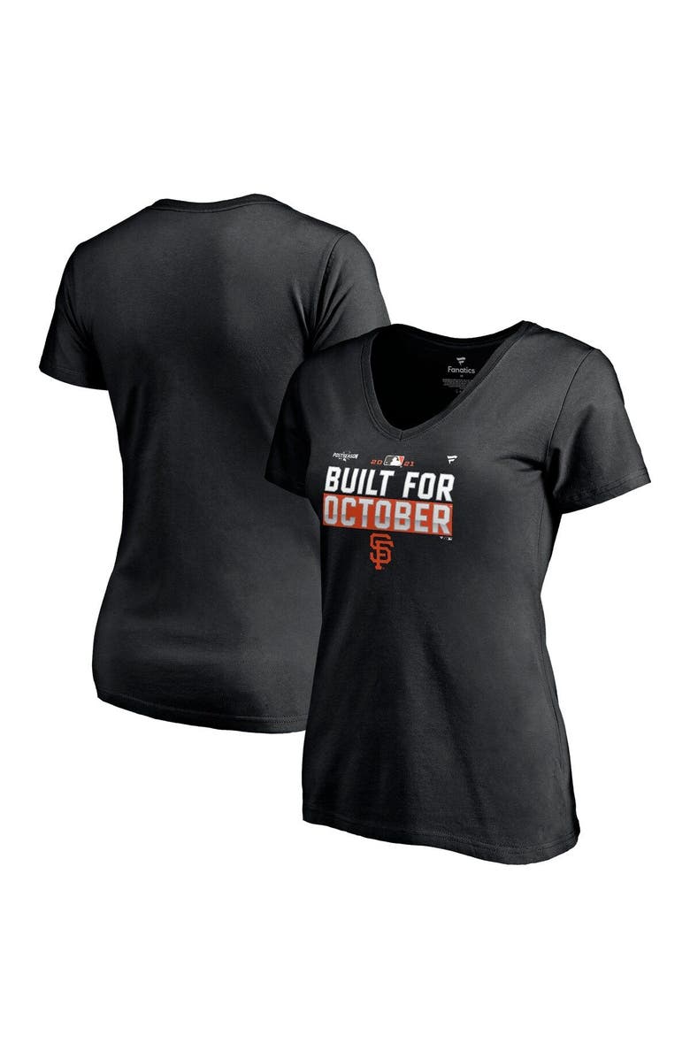 FANATICS Women's Fanatics Branded Black San Francisco Giants 2021 Postseason Locker Room V-Neck T-Shirt, Main, color, 