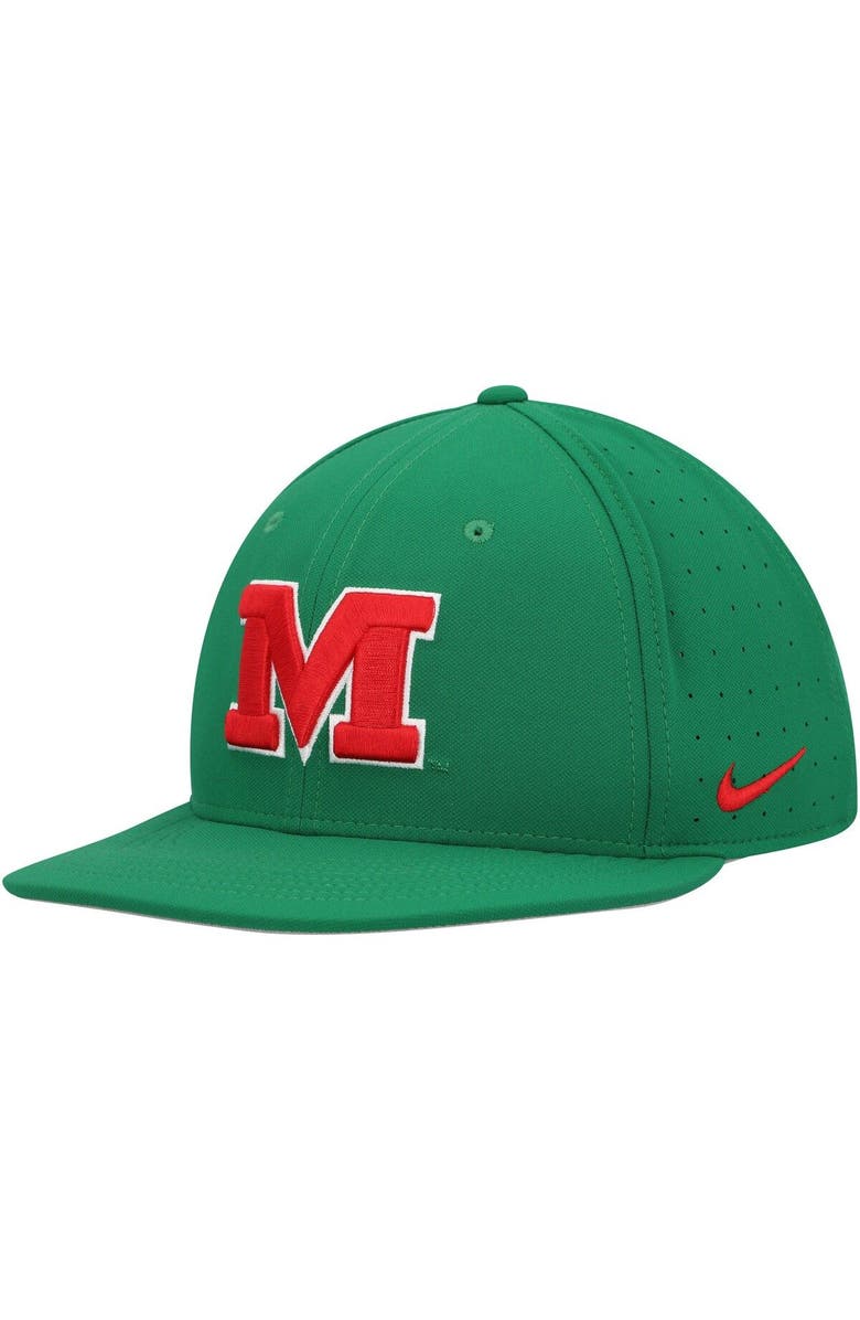 Nike Men's Nike Green Ole Miss Rebels Aero True Baseball Performance Fitted Hat, Main, color, Green