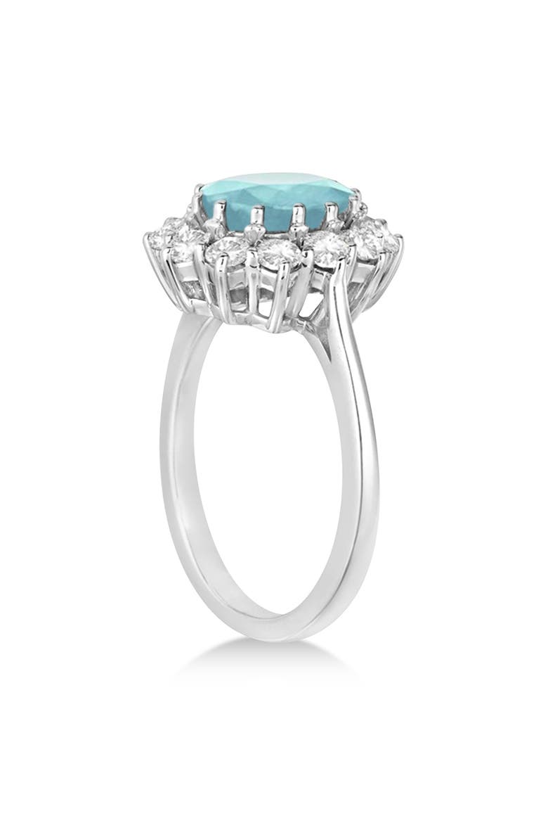 Oval Gemstone & Diamond Accented Ring in 14k 3.60ct, Alternate, color, Aquamarine/White Gold