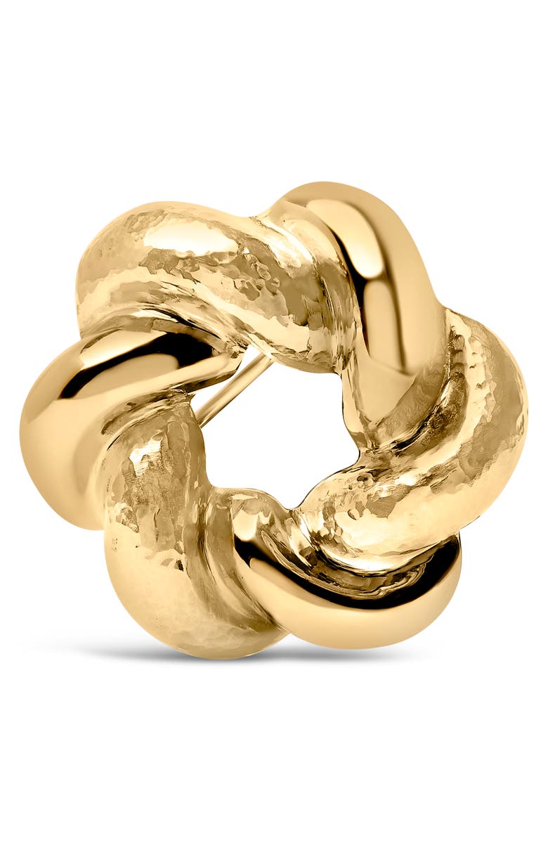 Haus of Brilliance 18K Yellow Gold Sculpted Knot Brooch, Main, color, Yellow