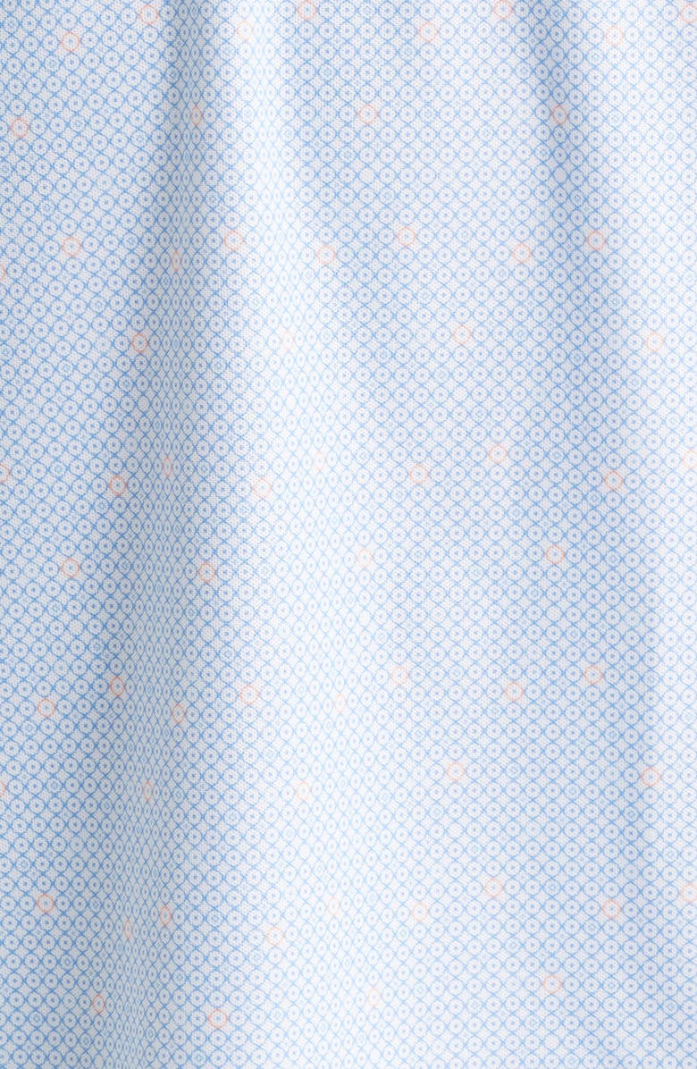 Peter Millar Santiago Geo Print Performance Piqué Golf Polo, Alternate, color, White / Bluebird