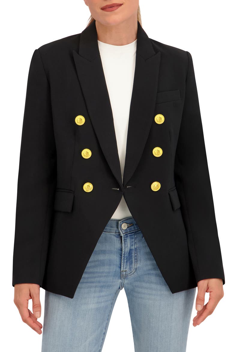 Double Breasted Blazer, Main, color, BLACK/ GOLD