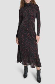 DKNY Seamed Long Sleeve Maxi Dress