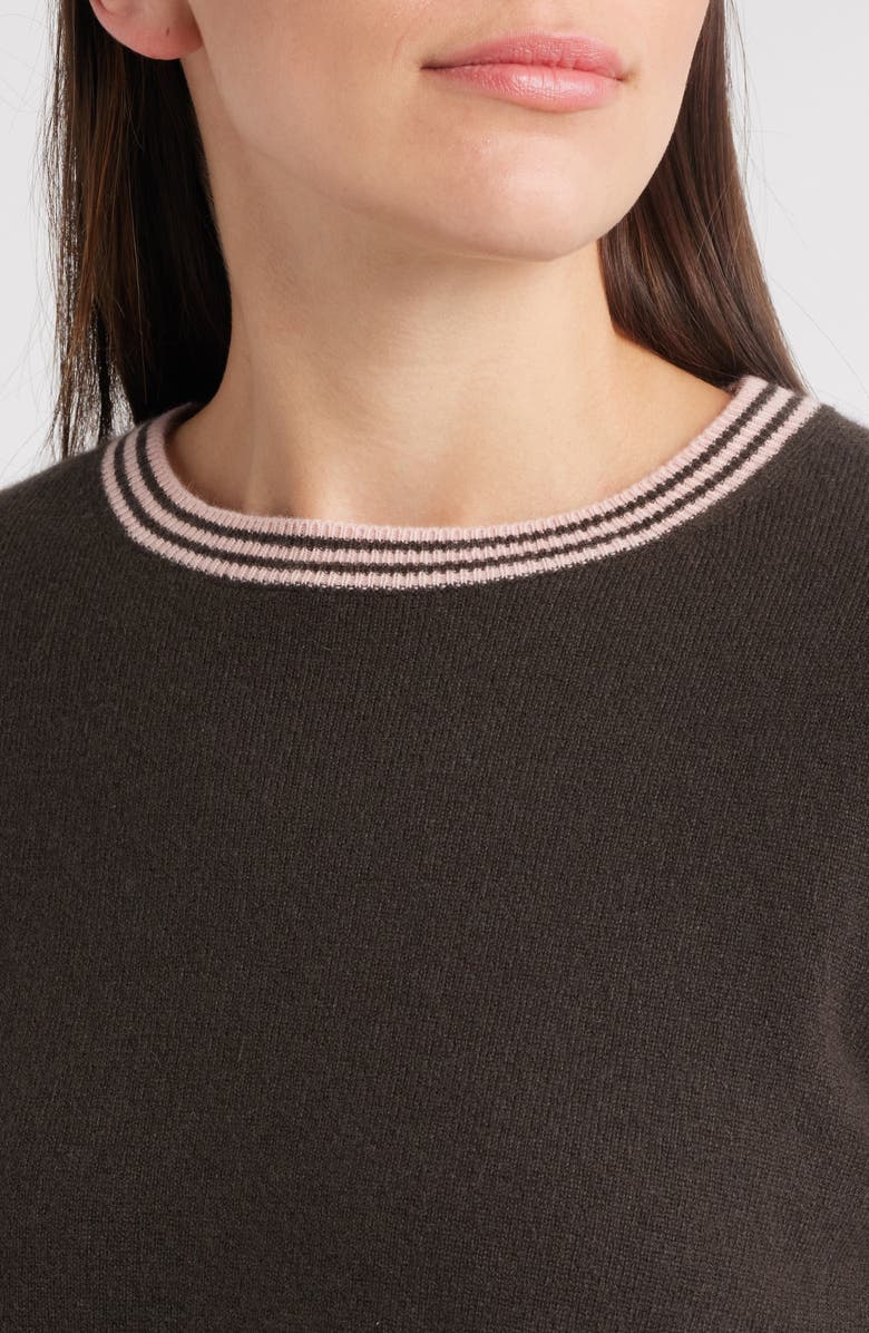 MARGARET O'LEARY Crewneck Cashmere Sweater, Alternate, color, Chocolate/ Blush