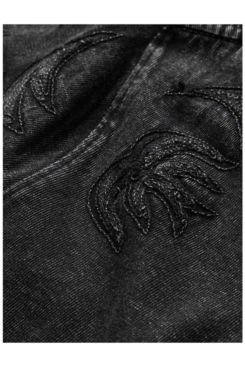 Floral Embroidered Organic Cotton T-Shirt, Alternate, color, BLACK