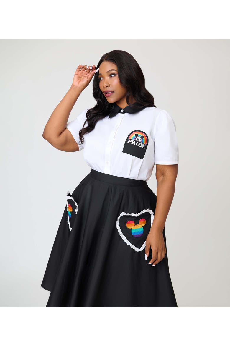 Plus Size Sally Swing Skirt, Alternate, color, Black Mickey Pocket