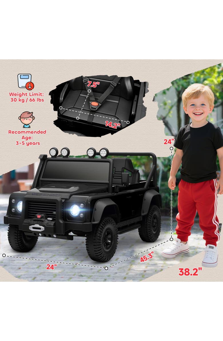 Qaba Land Rover Licensed Kids Electric Truck, Battery, Remote, Dual Motors, Suspension, Alternate, color, Black