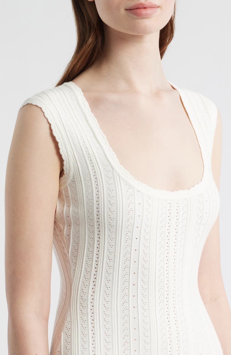 LoveShackFancy Tayleen Pointelle Knit Midi Dress, Alternate, color, White Tea