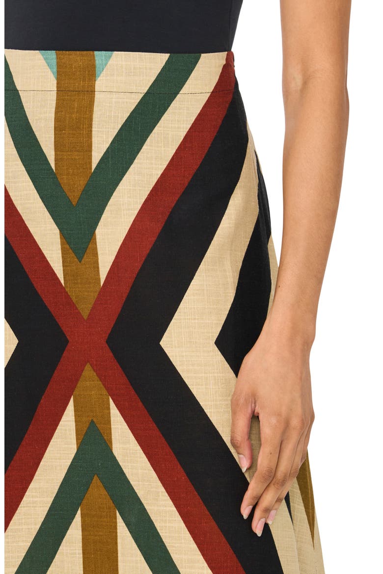 Geo Print Skirt, Alternate, color, BLACK MULTI