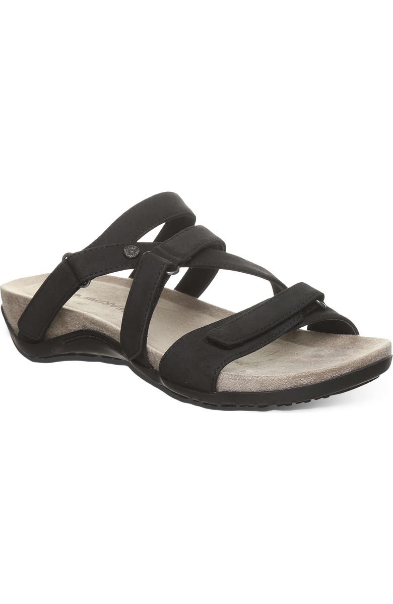 BEARPAW Acacia Faux Leather Slide Sandal, Main, color, Black